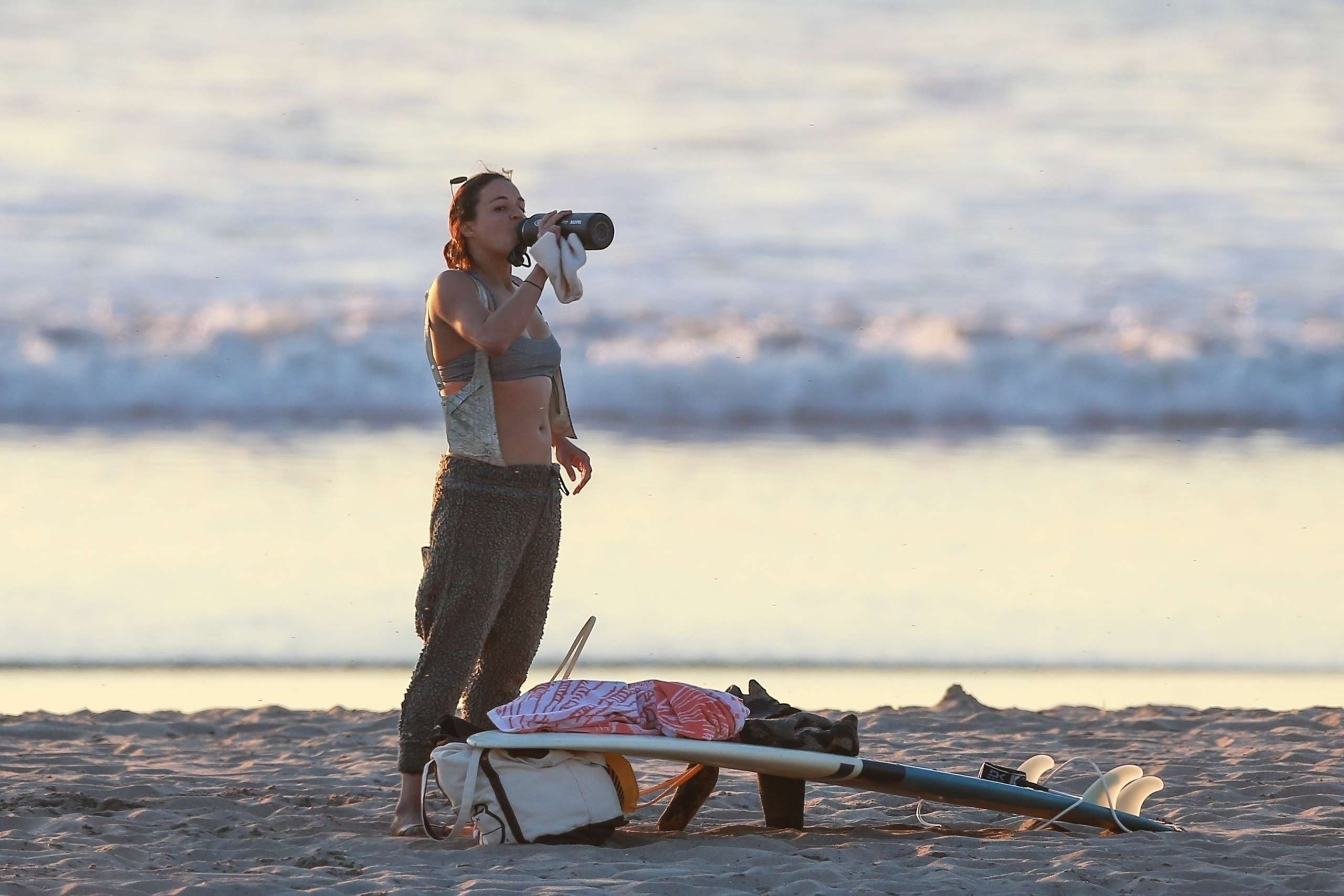 Michelle Rodriguez Booty, Surfing with Friends in Malibu