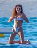 Sarah Hyland Booty in a Tiny White Bikini in Cabo San Lucas
