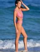 Sophia Culpo in Pink Swimsuit on the Beach in Miami