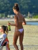 Alessandra Ambrosio in Bikini with Friends on the Beach in Florianopolis