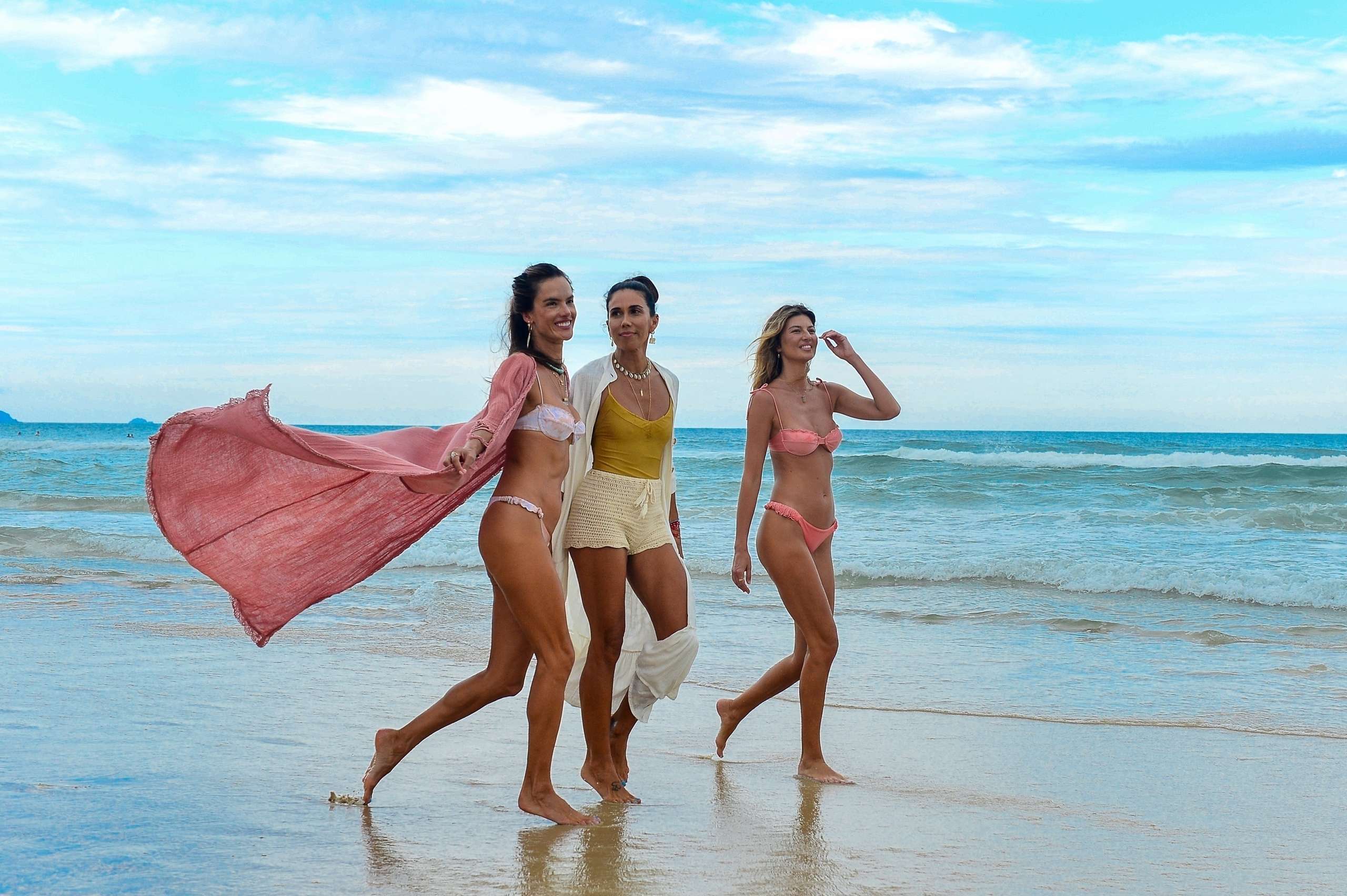 Alessandra Ambrosio in Bikini with Friends on the Beach in Florianopolis