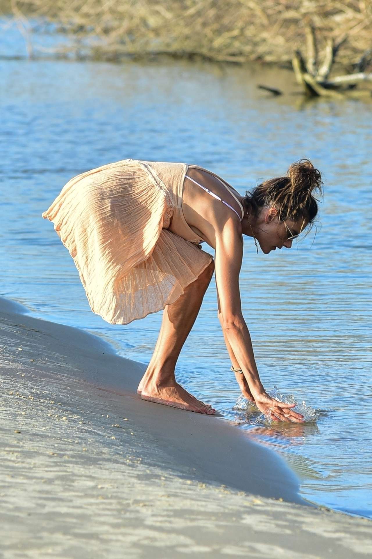 Alessandra Ambrosio in Bikini with Friends on the Beach in Florianopolis