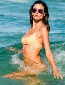 Alessandra Ambrosio in Orange Bikini on the Beach in Florianopolis