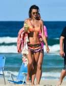 Alessandra Ambrosio in Orange Bikini on the Beach in Florianopolis