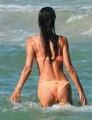 Alessandra Ambrosio in Orange Bikini on the Beach in Florianopolis