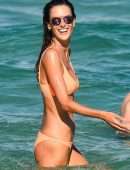 Alessandra Ambrosio in Orange Bikini on the Beach in Florianopolis
