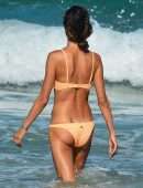Alessandra Ambrosio in Orange Bikini on the Beach in Florianopolis