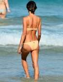 Alessandra Ambrosio in Orange Bikini on the Beach in Florianopolis