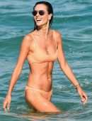 Alessandra Ambrosio in Orange Bikini on the Beach in Florianopolis
