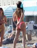 Delilah Belle Hamlin and Amelia Hamlin in Tiny Bikinis on the Beach in Santa Barbara