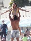 Delilah Belle Hamlin and Amelia Hamlin in Tiny Bikinis on the Beach in Santa Barbara