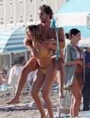 Delilah Belle Hamlin and Amelia Hamlin in Tiny Bikinis on the Beach in Santa Barbara