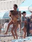 Delilah Belle Hamlin and Amelia Hamlin in Tiny Bikinis on the Beach in Santa Barbara