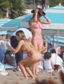 Delilah Belle Hamlin and Amelia Hamlin in Tiny Bikinis on the Beach in Santa Barbara