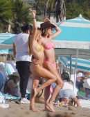 Delilah Belle Hamlin and Amelia Hamlin in Tiny Bikinis on the Beach in Santa Barbara