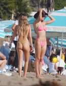 Delilah Belle Hamlin and Amelia Hamlin in Tiny Bikinis on the Beach in Santa Barbara