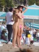 Delilah Belle Hamlin and Amelia Hamlin in Tiny Bikinis on the Beach in Santa Barbara