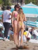Delilah Belle Hamlin and Amelia Hamlin in Tiny Bikinis on the Beach in Santa Barbara