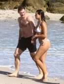 Brooks Nader Booty in a White Bikini at a Beach in Miami