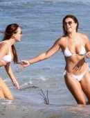 Brooks Nader Booty in a White Bikini at a Beach in Miami