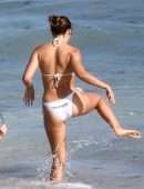 Brooks Nader Booty in a White Bikini at a Beach in Miami