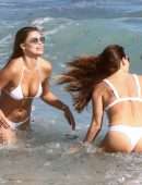 Brooks Nader Booty in a White Bikini at a Beach in Miami