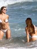 Brooks Nader Booty in a White Bikini at a Beach in Miami