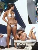 Brooks Nader Booty in a White Bikini at a Beach in Miami