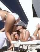 Brooks Nader Booty in a White Bikini at a Beach in Miami