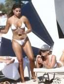 Brooks Nader Booty in a White Bikini at a Beach in Miami