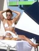 Brooks Nader Booty in a White Bikini at a Beach in Miami