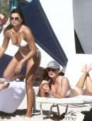 Brooks Nader Booty in a White Bikini at a Beach in Miami
