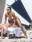 Brooks Nader Booty in a White Bikini at a Beach in Miami