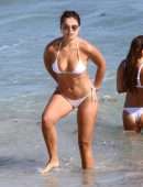 Brooks Nader Booty in a White Bikini at a Beach in Miami
