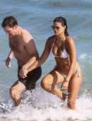 Brooks Nader Booty in a White Bikini at a Beach in Miami