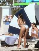 Brooks Nader Booty in a White Bikini at a Beach in Miami