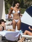 Brooks Nader Booty in a White Bikini at a Beach in Miami