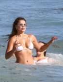 Brooks Nader Booty in a White Bikini at a Beach in Miami