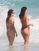Dua Lipa Booty Red Thong BIkini on the Beach in Tulum
