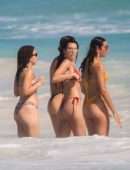 Dua Lipa Booty Red Thong BIkini on the Beach in Tulum