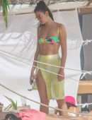 Dua Lipa Booty in a Small Colourful Bikini in Tulum