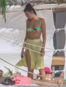 Dua Lipa Booty in a Small Colourful Bikini in Tulum