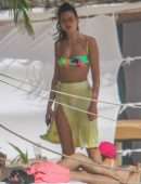 Dua Lipa Booty in a Small Colourful Bikini in Tulum