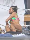 Dua Lipa Booty in a Small Colourful Bikini in Tulum