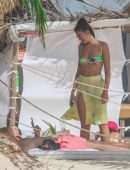 Dua Lipa Booty in a Small Colourful Bikini in Tulum