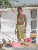 Dua Lipa Booty in a Small Colourful Bikini in Tulum