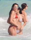 Dua Lipa Booty Red Thong BIkini on the Beach in Tulum
