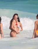 Dua Lipa Booty Red Thong BIkini on the Beach in Tulum