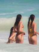 Dua Lipa Booty Red Thong BIkini on the Beach in Tulum