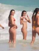 Dua Lipa Booty Red Thong BIkini on the Beach in Tulum